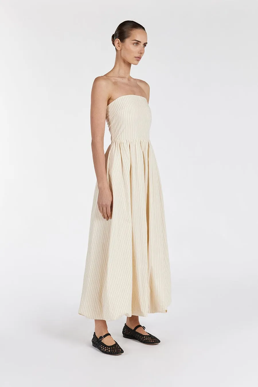 RILEY CREAM STRAPLESS COTTON DRESS
