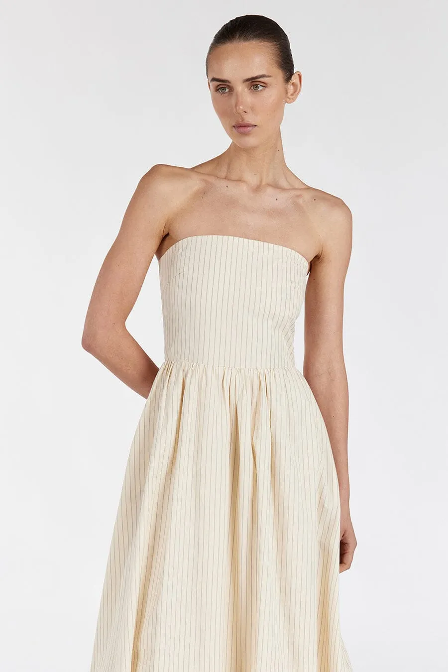 RILEY CREAM STRAPLESS COTTON DRESS