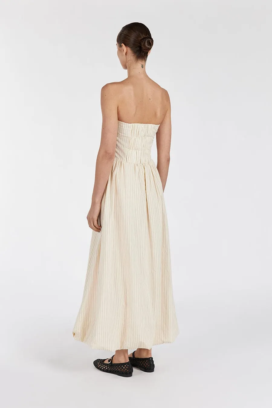 RILEY CREAM STRAPLESS COTTON DRESS
