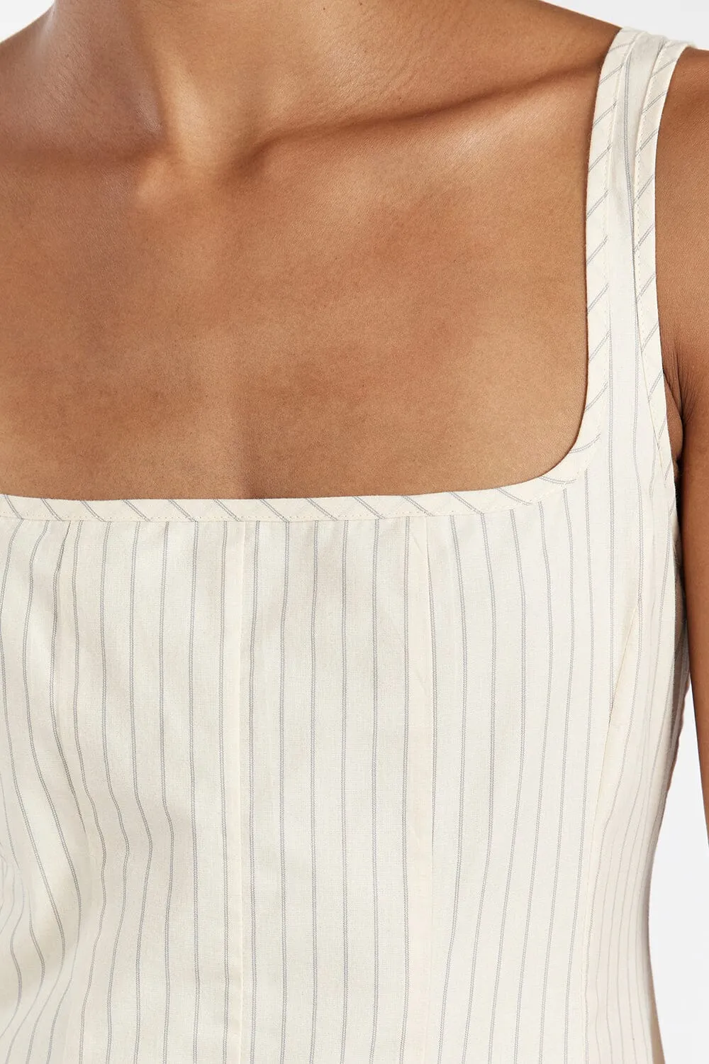 RILEY CREAM STRIPE MIDI DRESS
