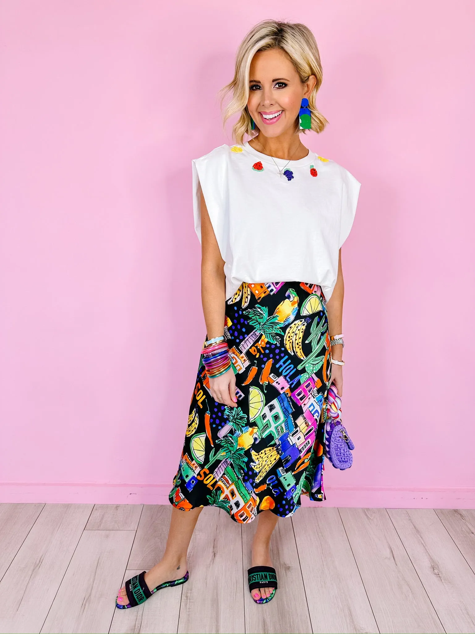 RIO SATIN MIDI SKIRT - BLACK