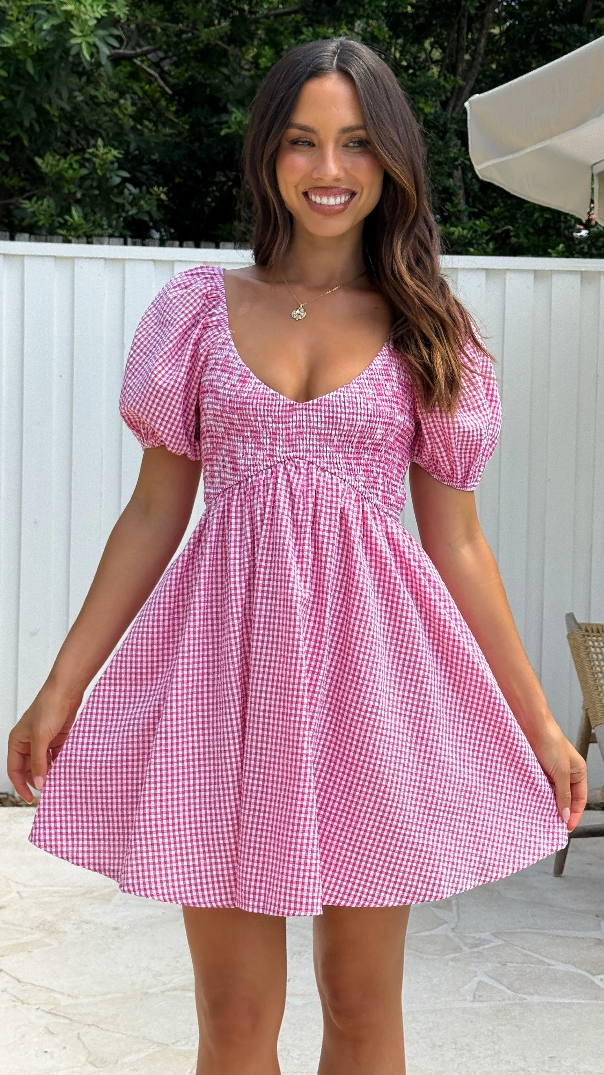 Sahirah Mini Dress - Red / White Gingham