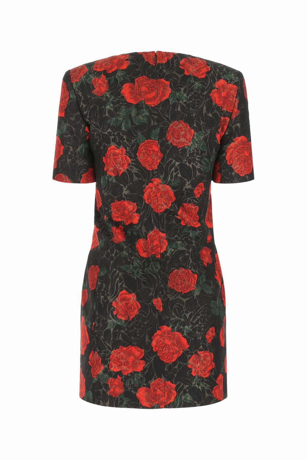 Saint Laurent Floral Patterned Crewneck Dress