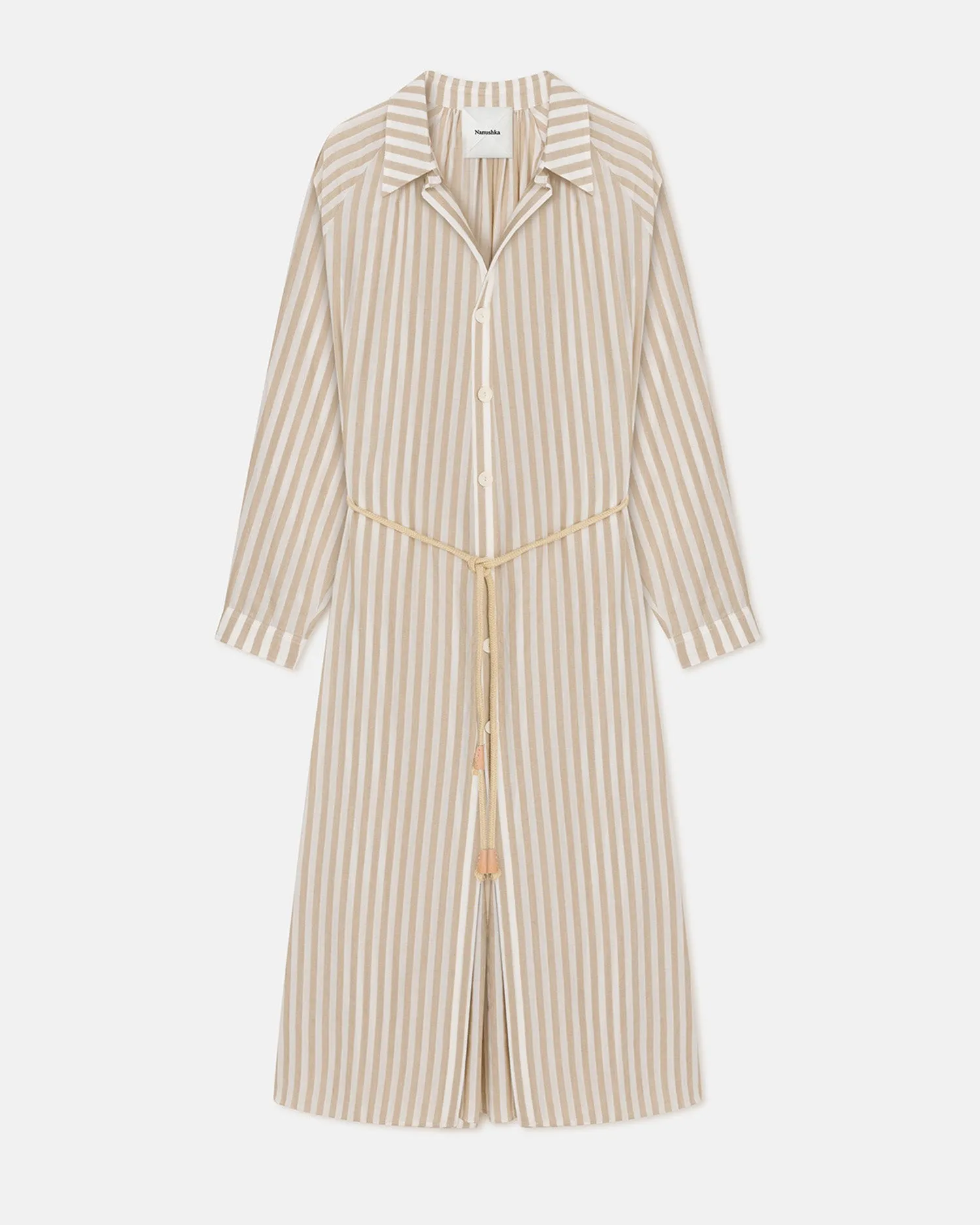 Sakura - Striped Linen Maxi Dress - Beige