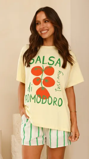 Salsa Di Pomodor Top and Shorts Set - Yellow/White