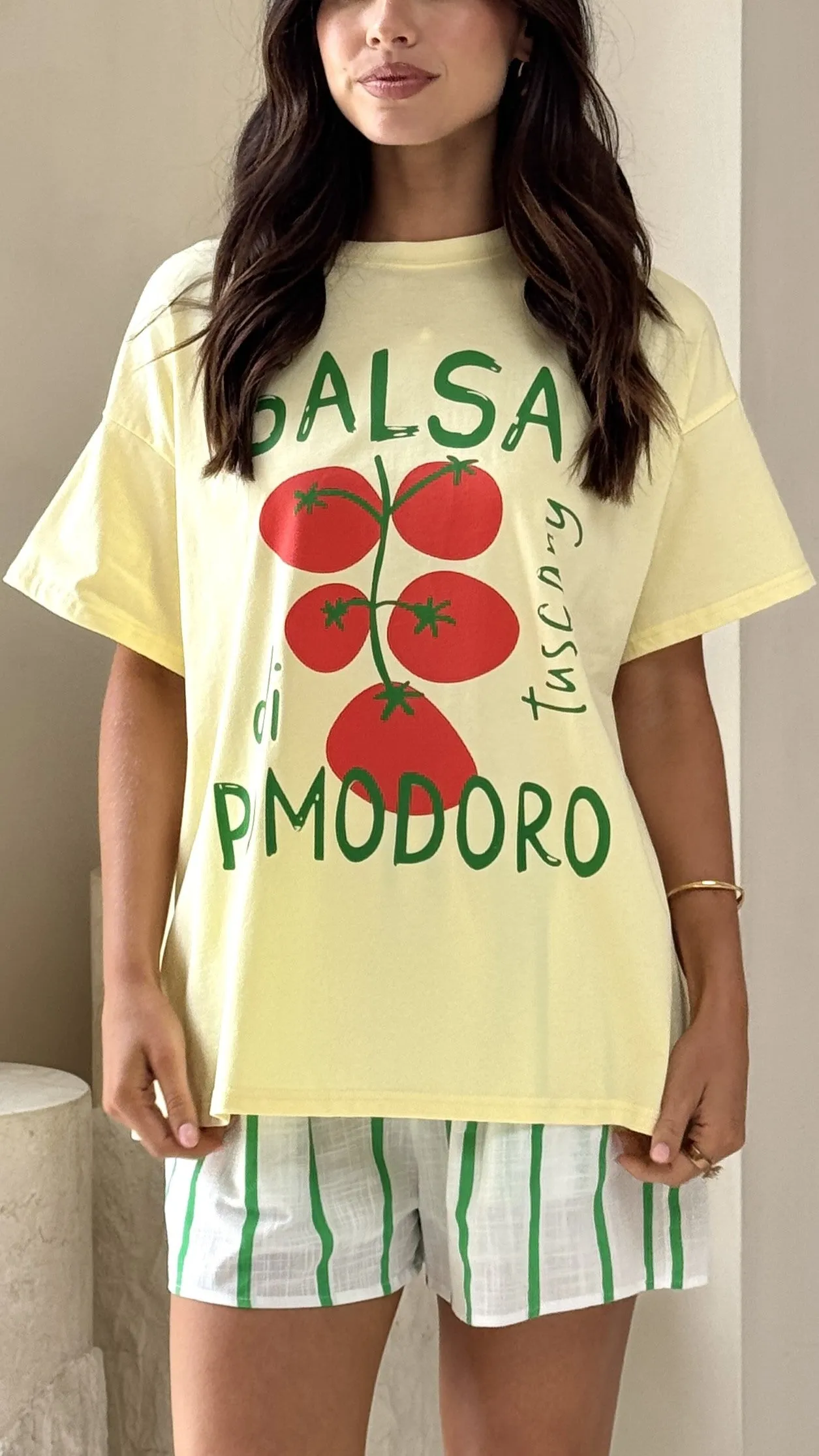 Salsa Di Pomodor Top and Shorts Set - Yellow/White