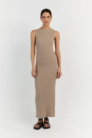 SIENNA TAUPE KNIT MIDI DRESS