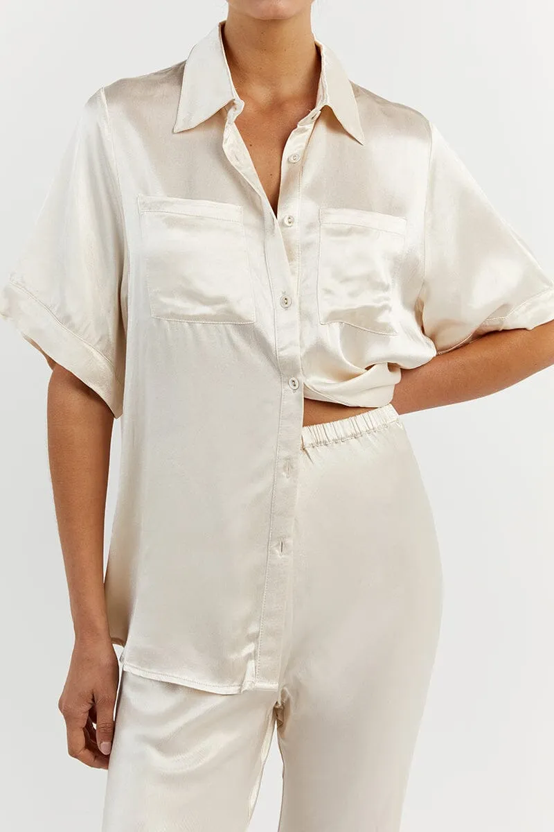 SIMONE PEARL SATIN VACATION SHIRT