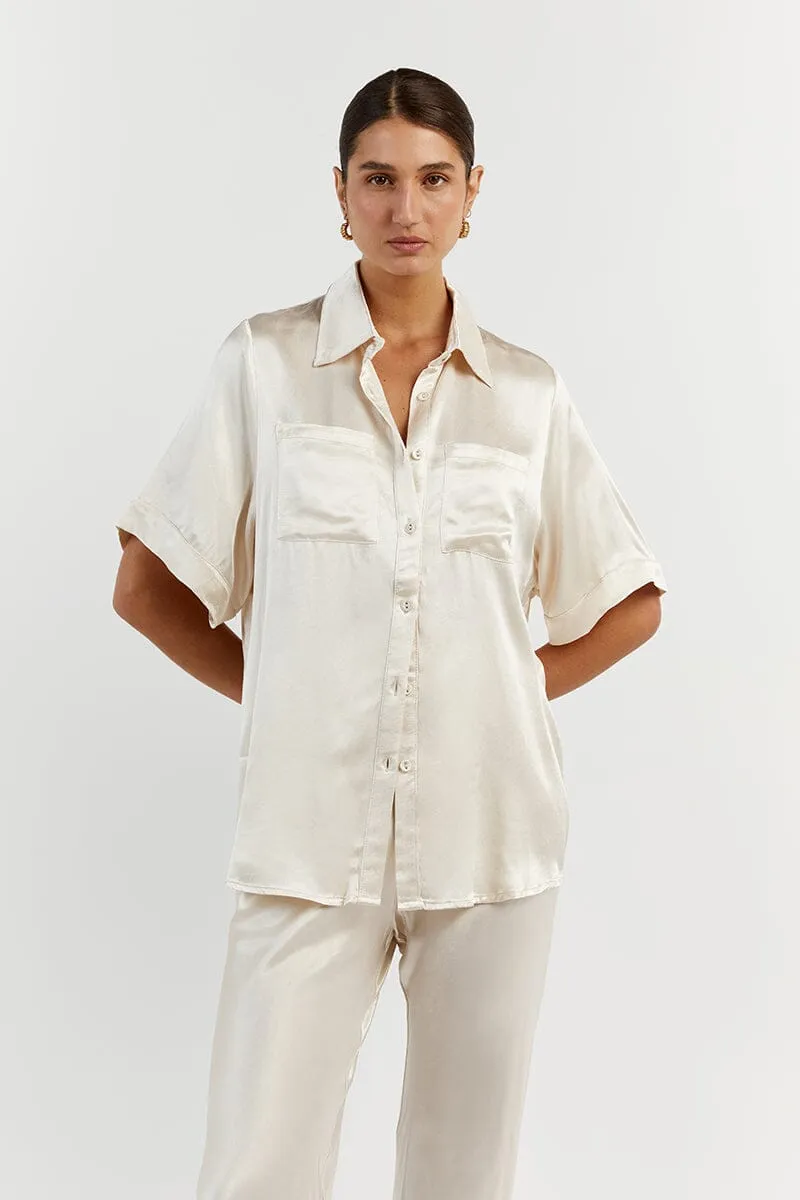 SIMONE PEARL SATIN VACATION SHIRT