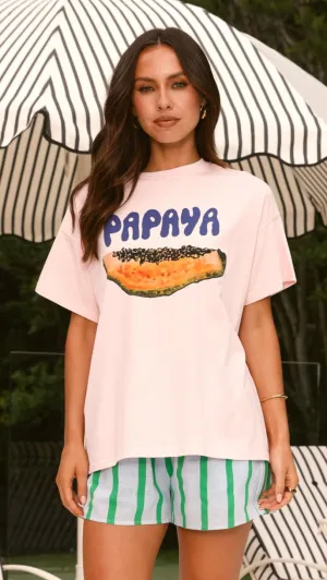 Sliced Papaya Top and Shorts Set - Pink/Blue