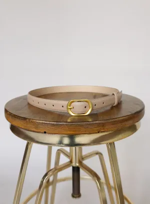 Slim Round Buckle Belt - Beige