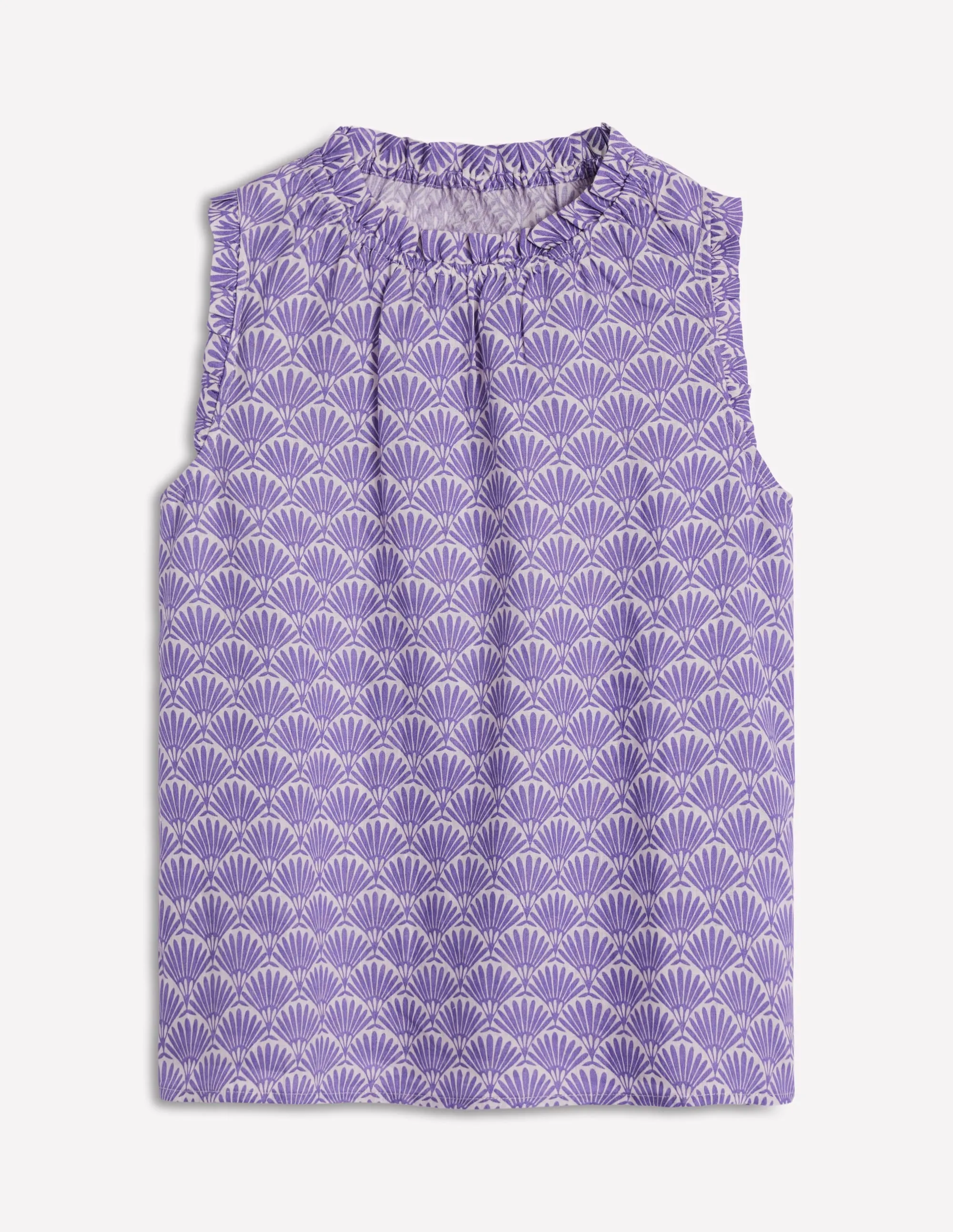 Sophie Ruffle Linen Top-Purple. Deco Palm