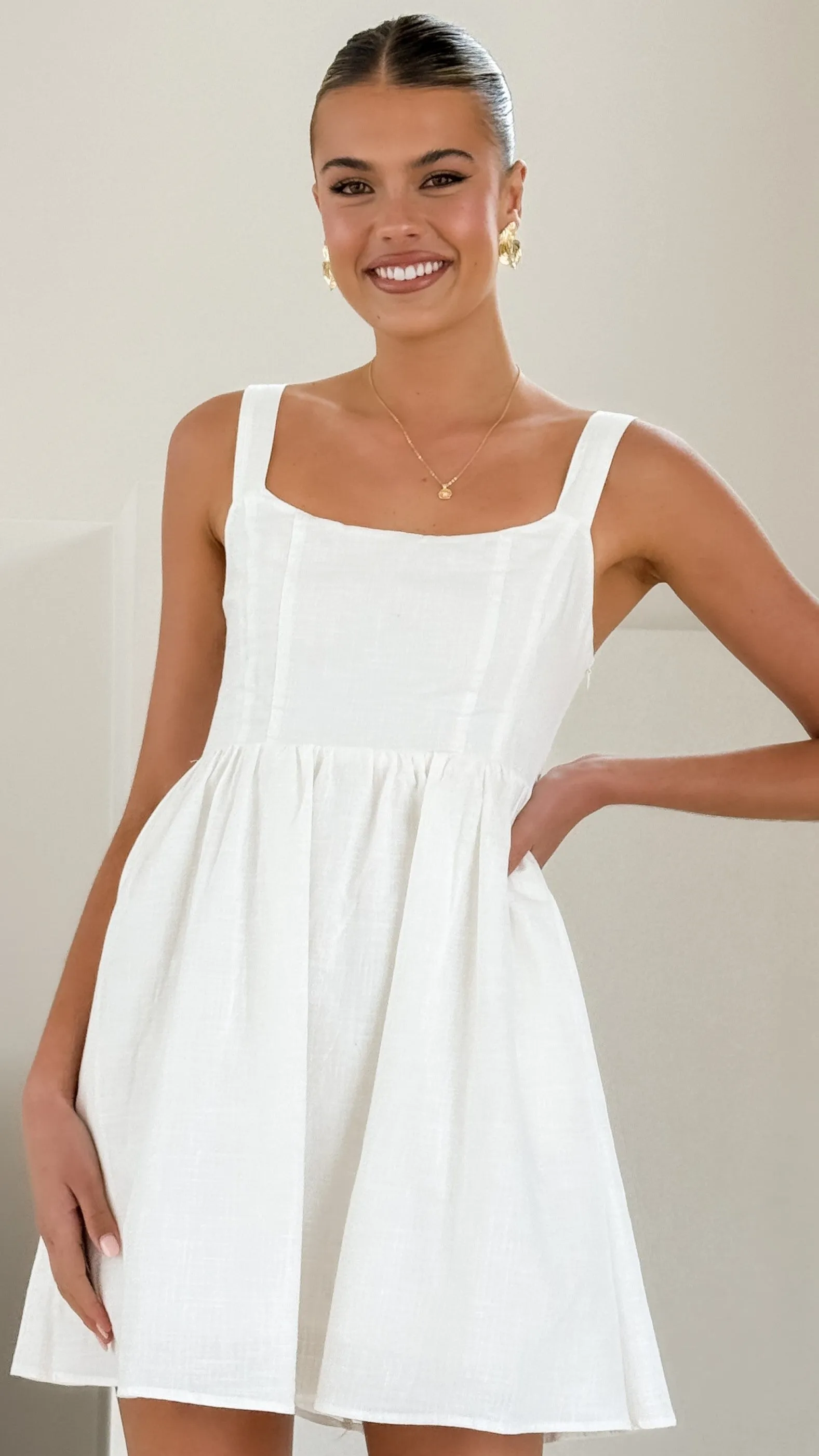 Stacey Linen Mini Dress - White