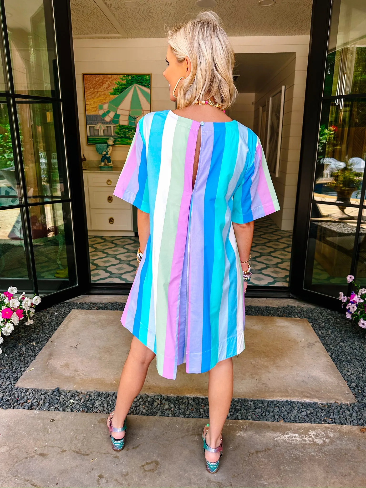 STELLA STRIPE FRENZY DRESS - ROYAL