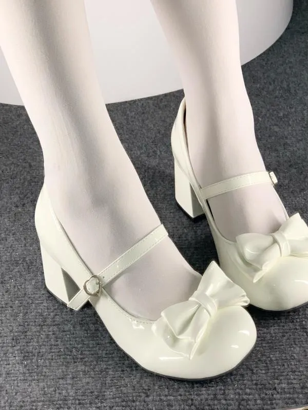 Sweetheart Bow Mid-Heel Shoes