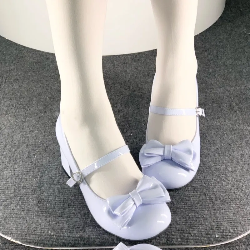 Sweetheart Bow Mid-Heel Shoes