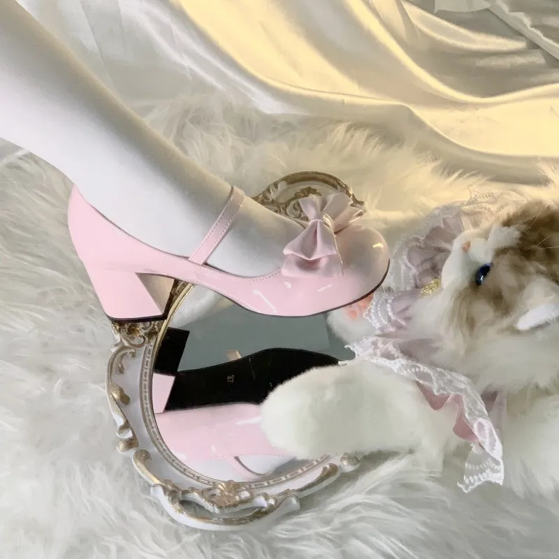 Sweetheart Bow Mid-Heel Shoes