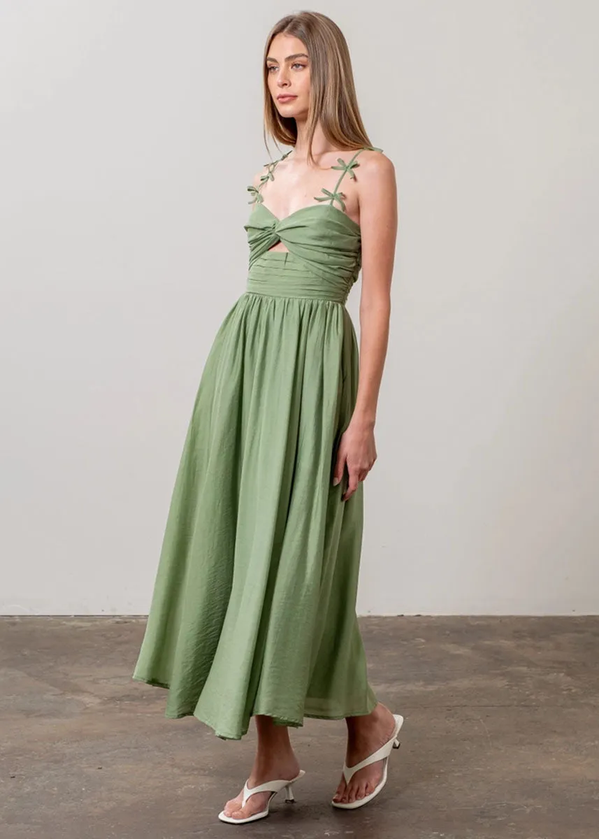 Tessa Pleated Midi Dress - Green