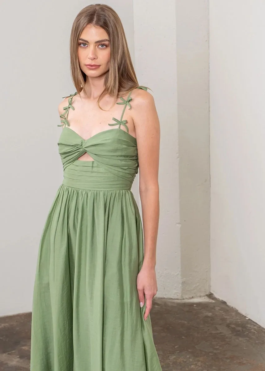 Tessa Pleated Midi Dress - Green