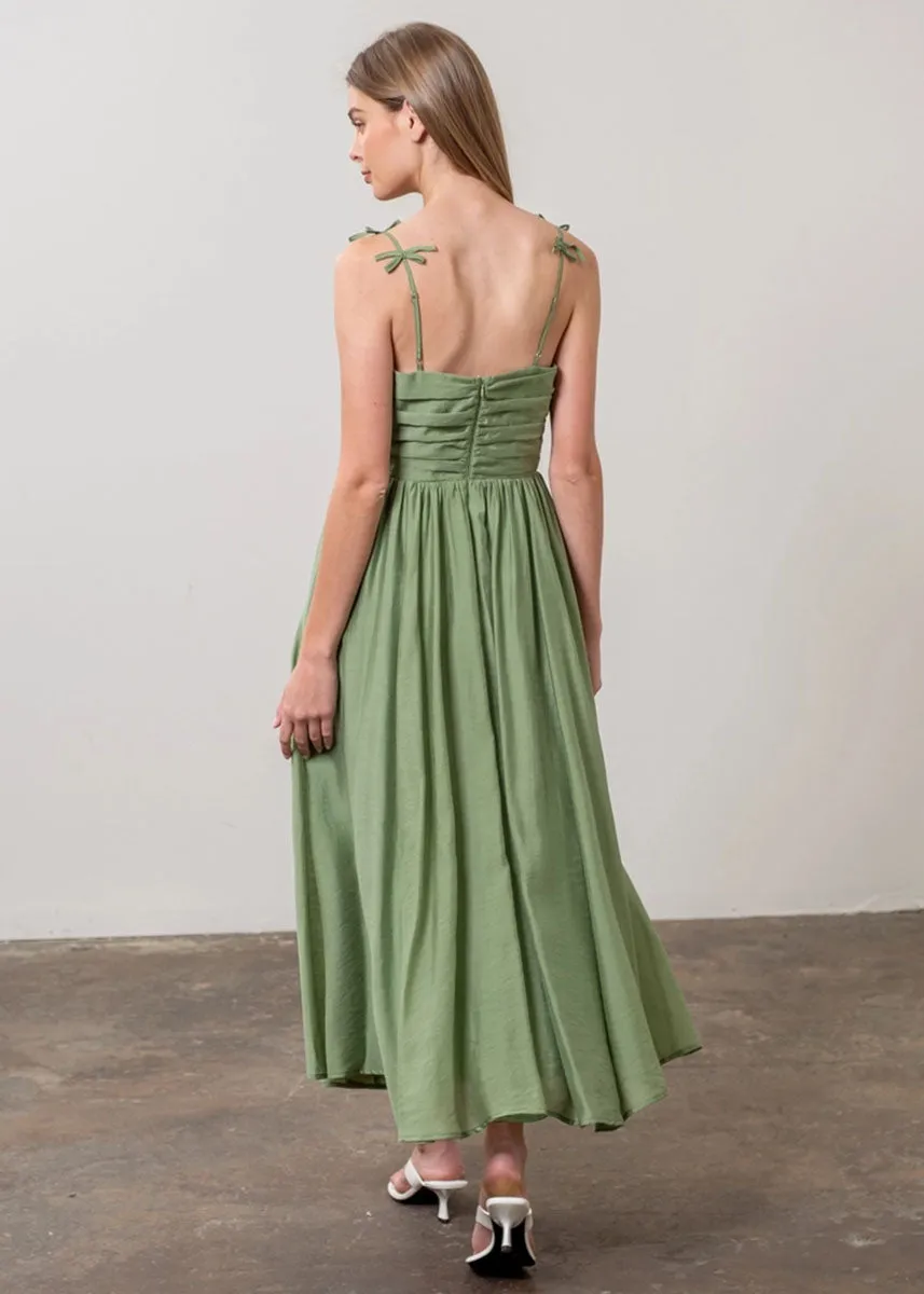 Tessa Pleated Midi Dress - Green