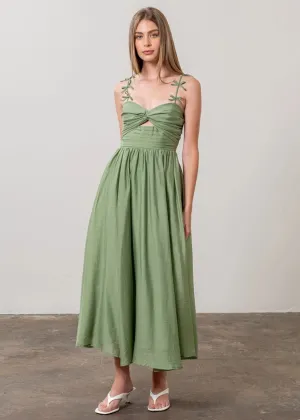 Tessa Pleated Midi Dress - Green