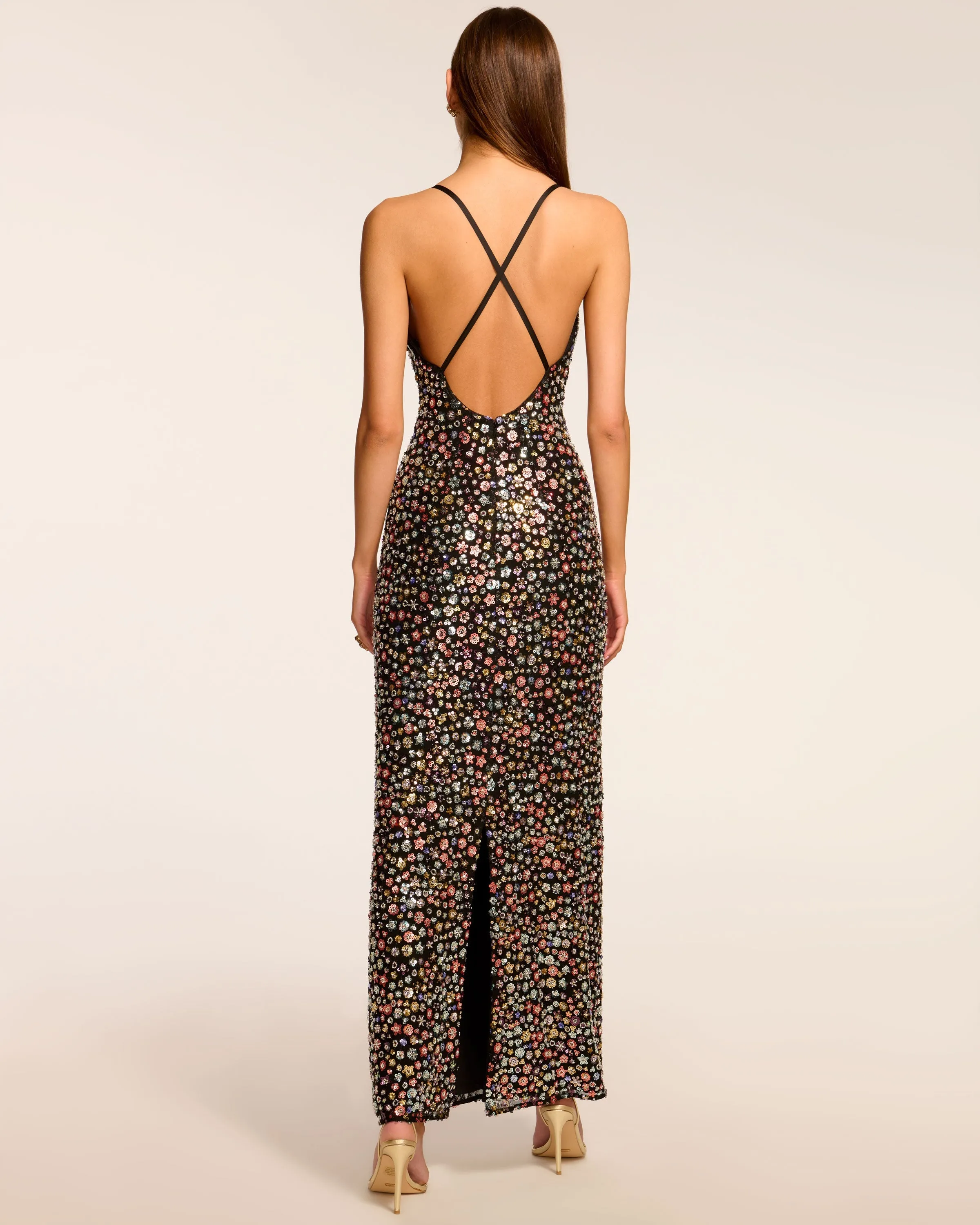 Tessa Plunging Sequin Gown