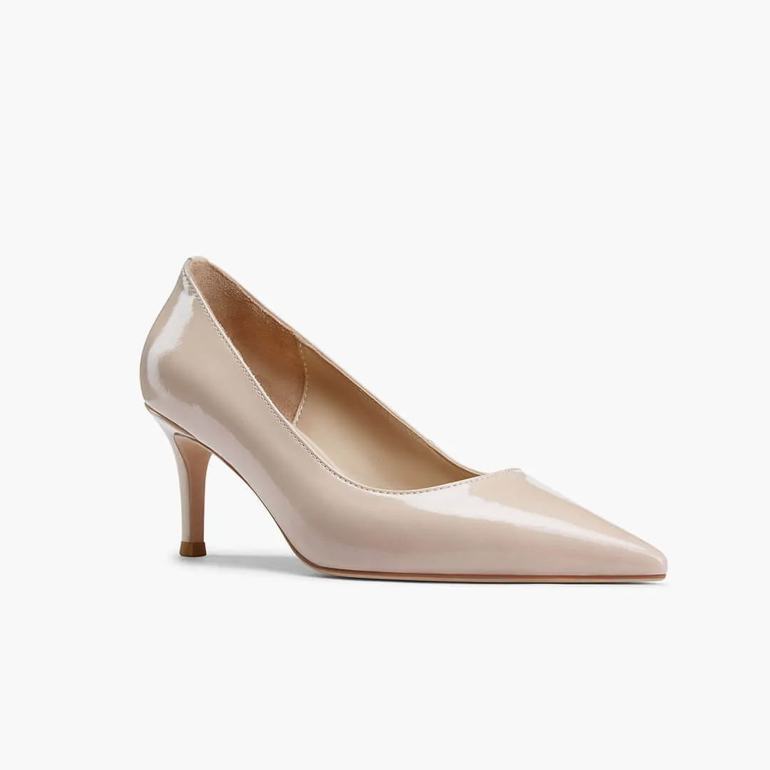 *TIA BEIGE PATENT - kitten heels