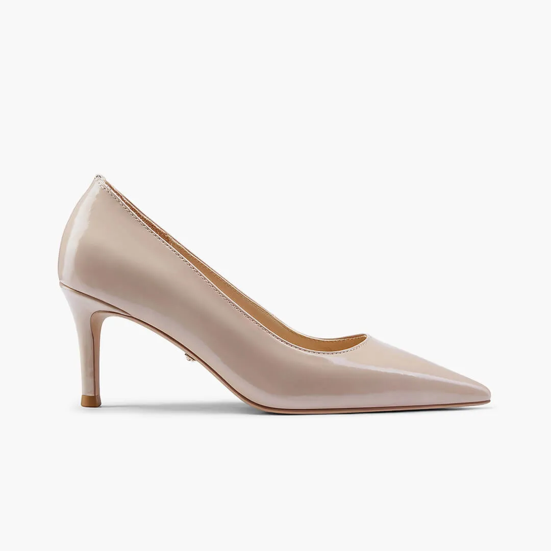*TIA BEIGE PATENT - kitten heels