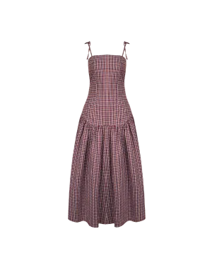 TRULLI MAXI DRESS BLUE WINE GINGHAM