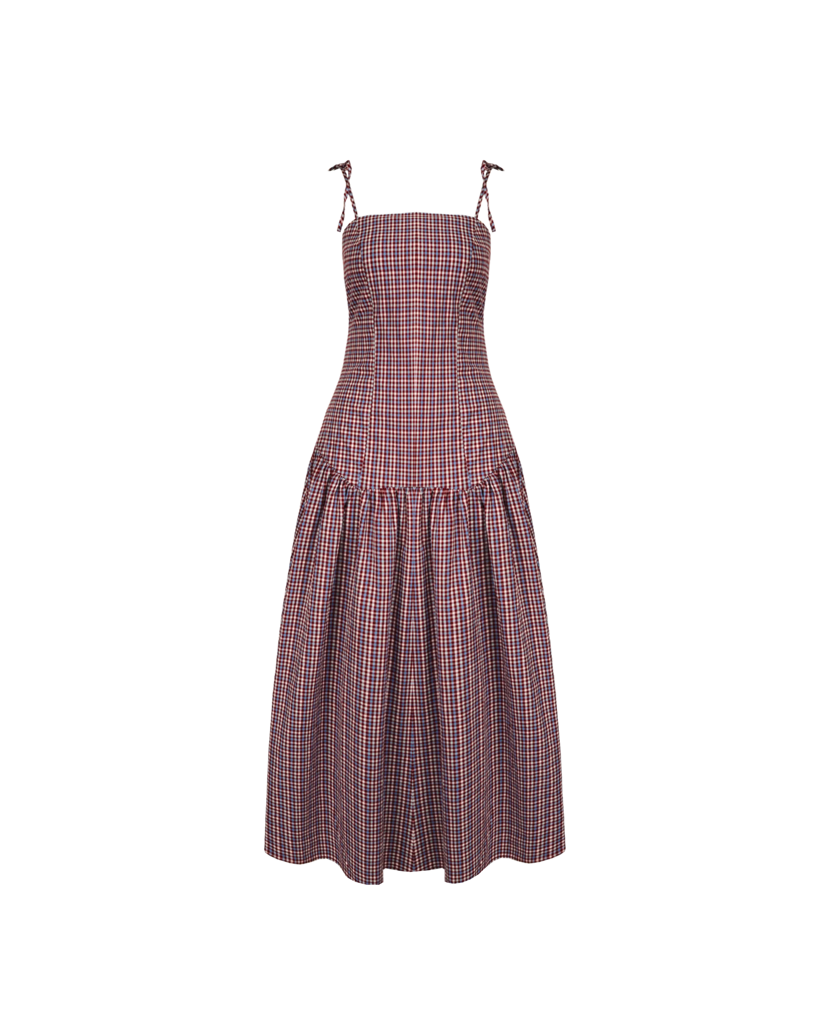 TRULLI MAXI DRESS BLUE WINE GINGHAM