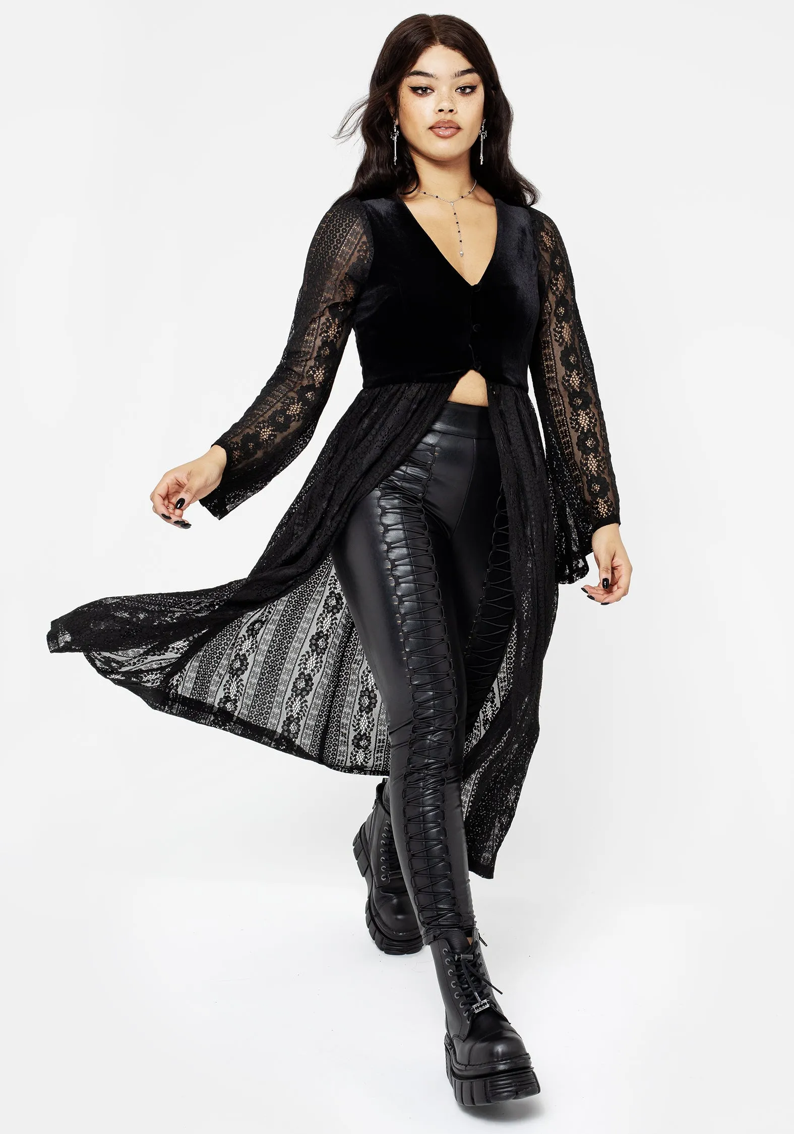 Vagabond Lace Up PU Leggings