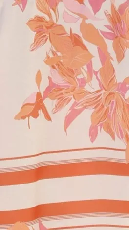 Vallerie Button Up Shirt - Orange/White Print