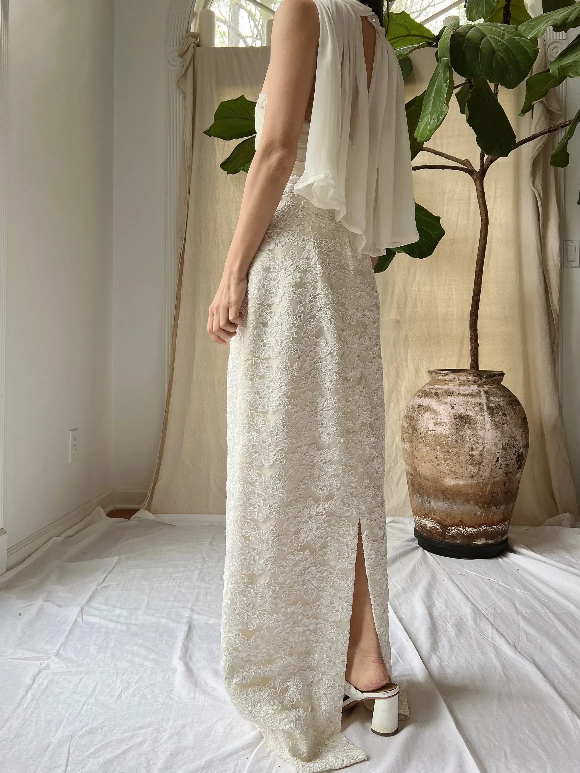 Vintage Alencon Column Gown - S