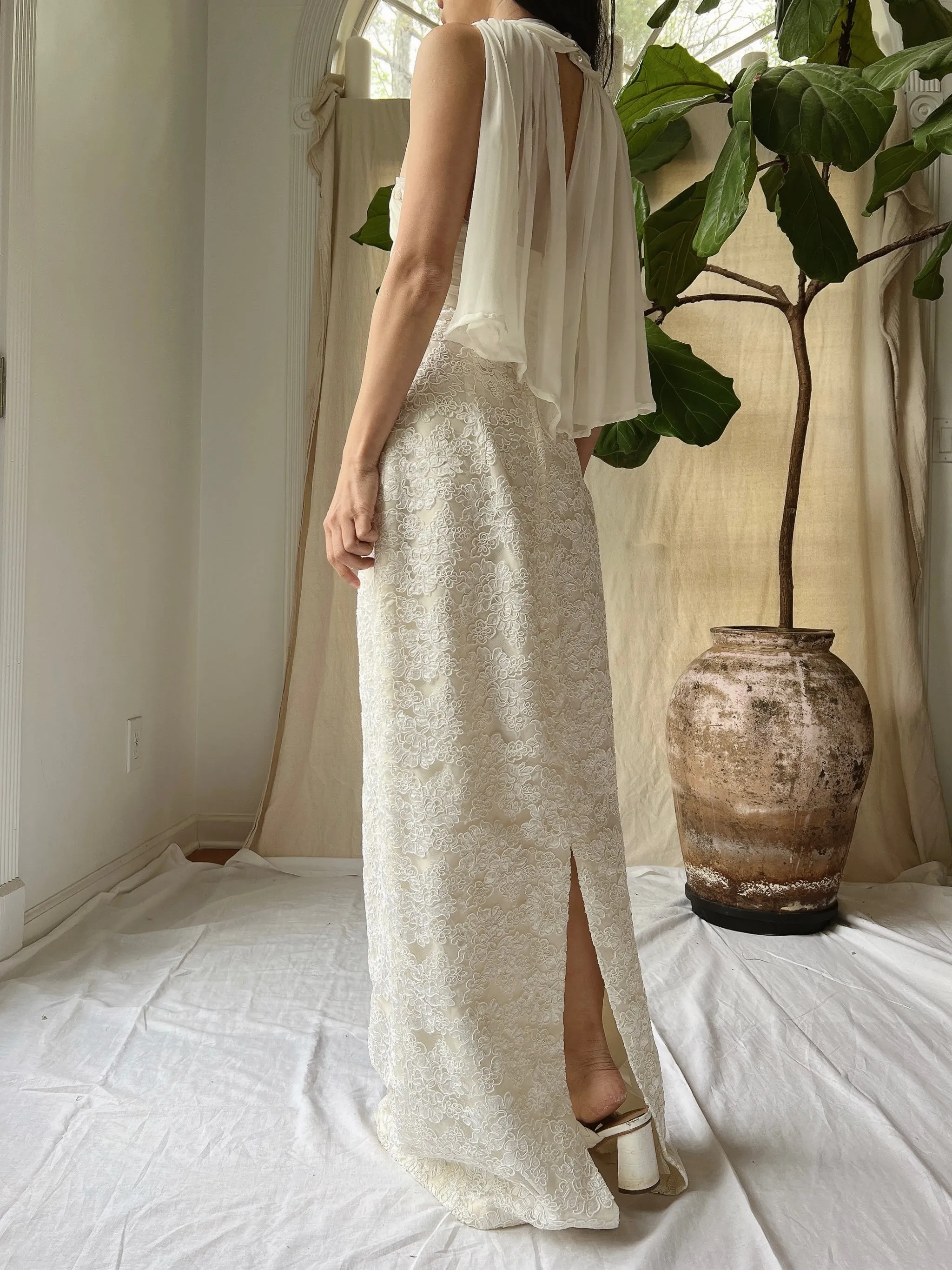 Vintage Alencon Column Gown - S