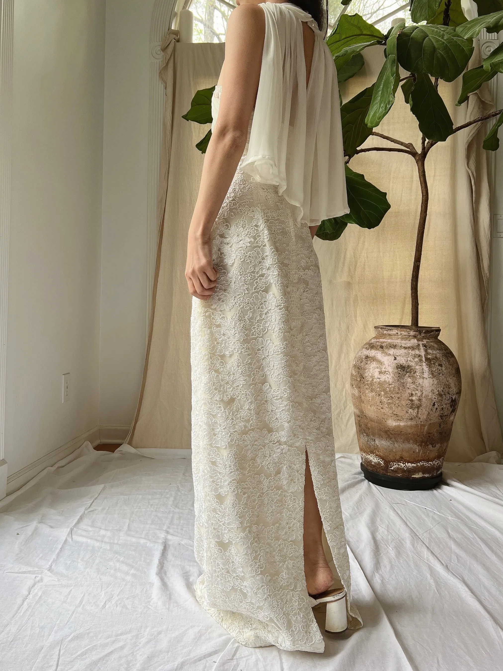 Vintage Alencon Column Gown - S