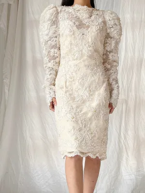 Vintage Alencon Lace and Silk Dress - M