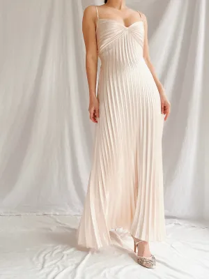 Vintage Almond Pink Pleated Dress - M
