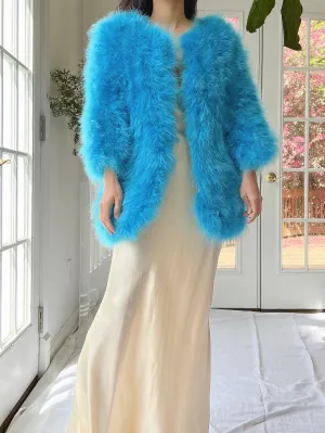 Vintage Aqua Feather Jacket - S