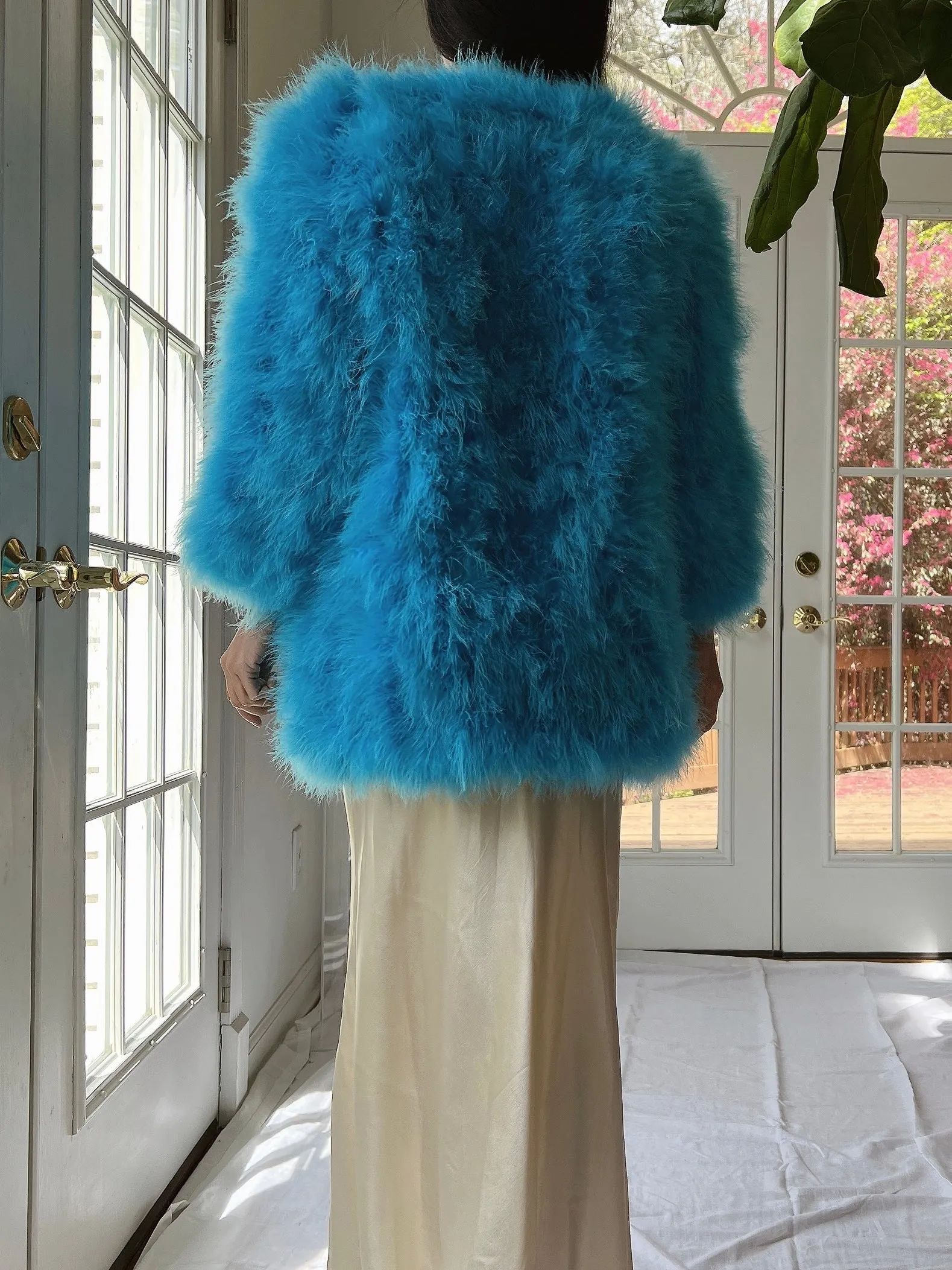 Vintage Aqua Feather Jacket - S