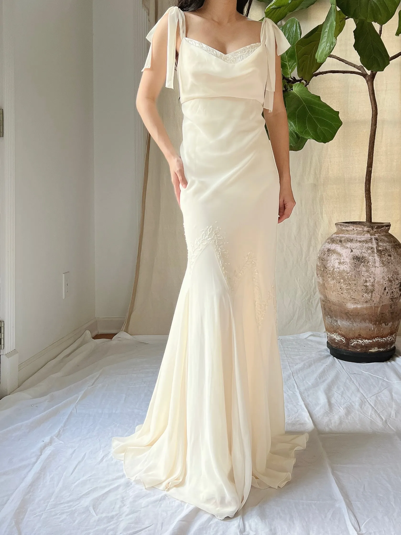Vintage Chiffon Bias Cut Dress - S/M (4-6)