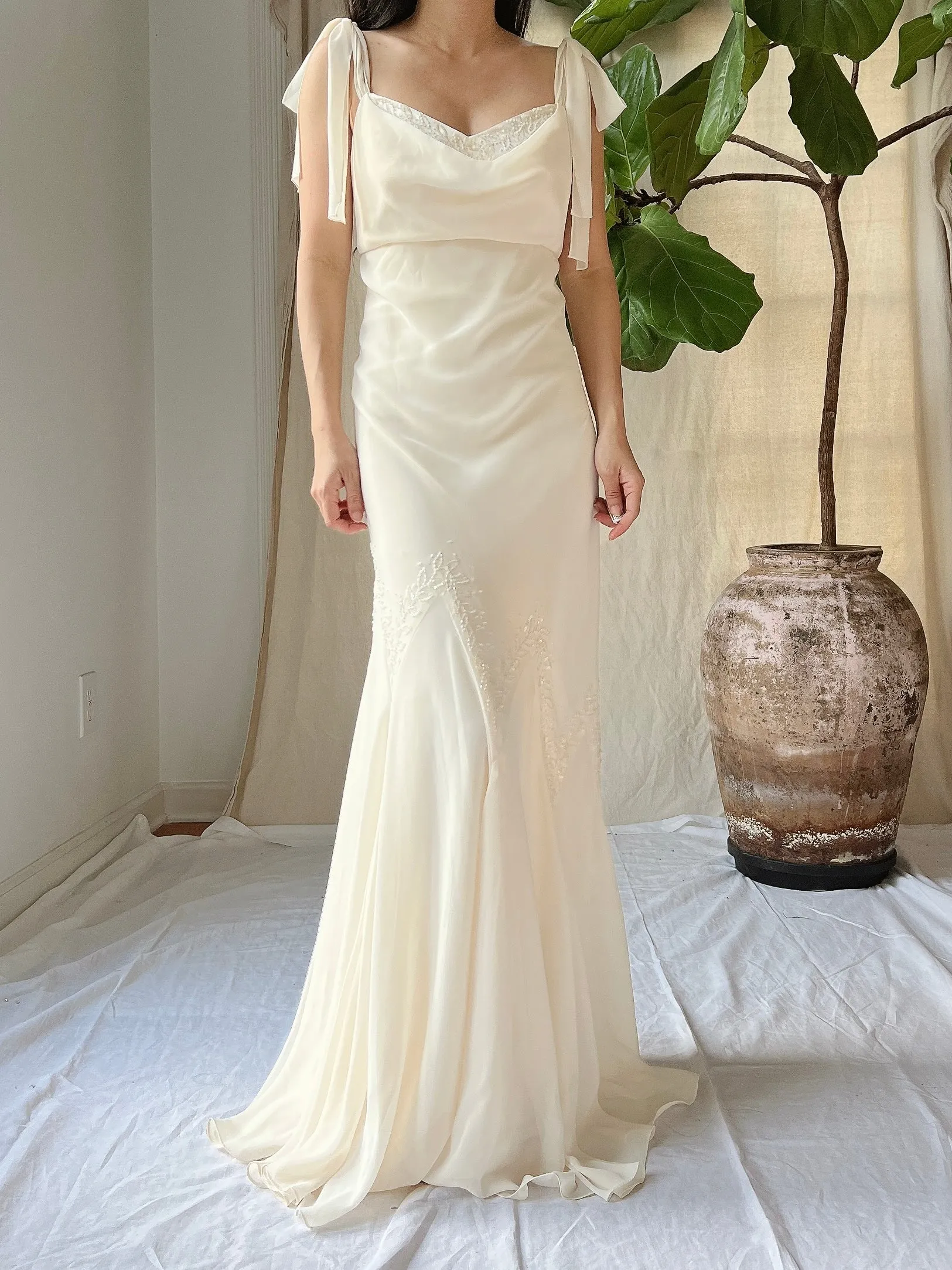 Vintage Chiffon Bias Cut Dress - S/M (4-6)