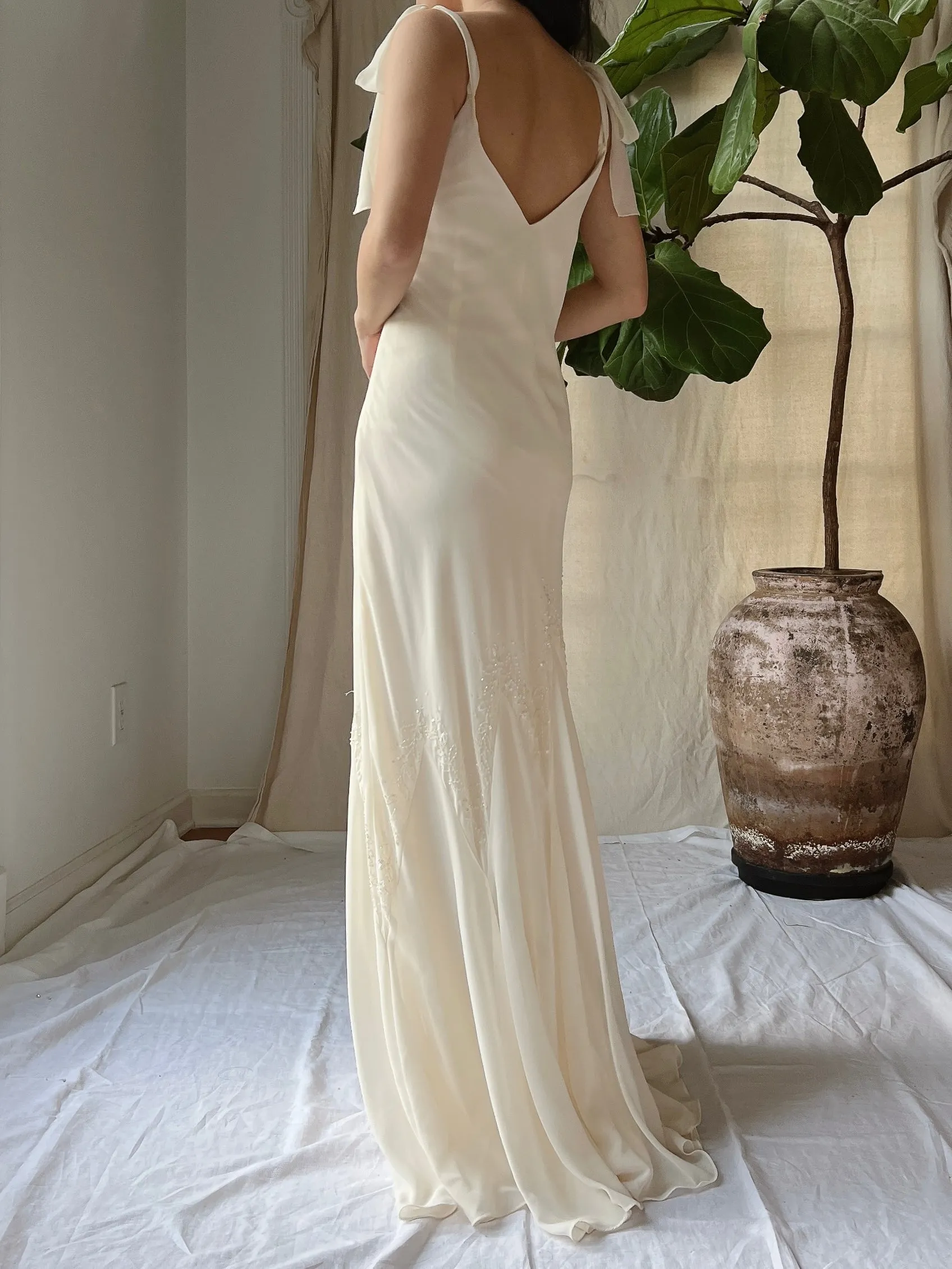 Vintage Chiffon Bias Cut Dress - S/M (4-6)