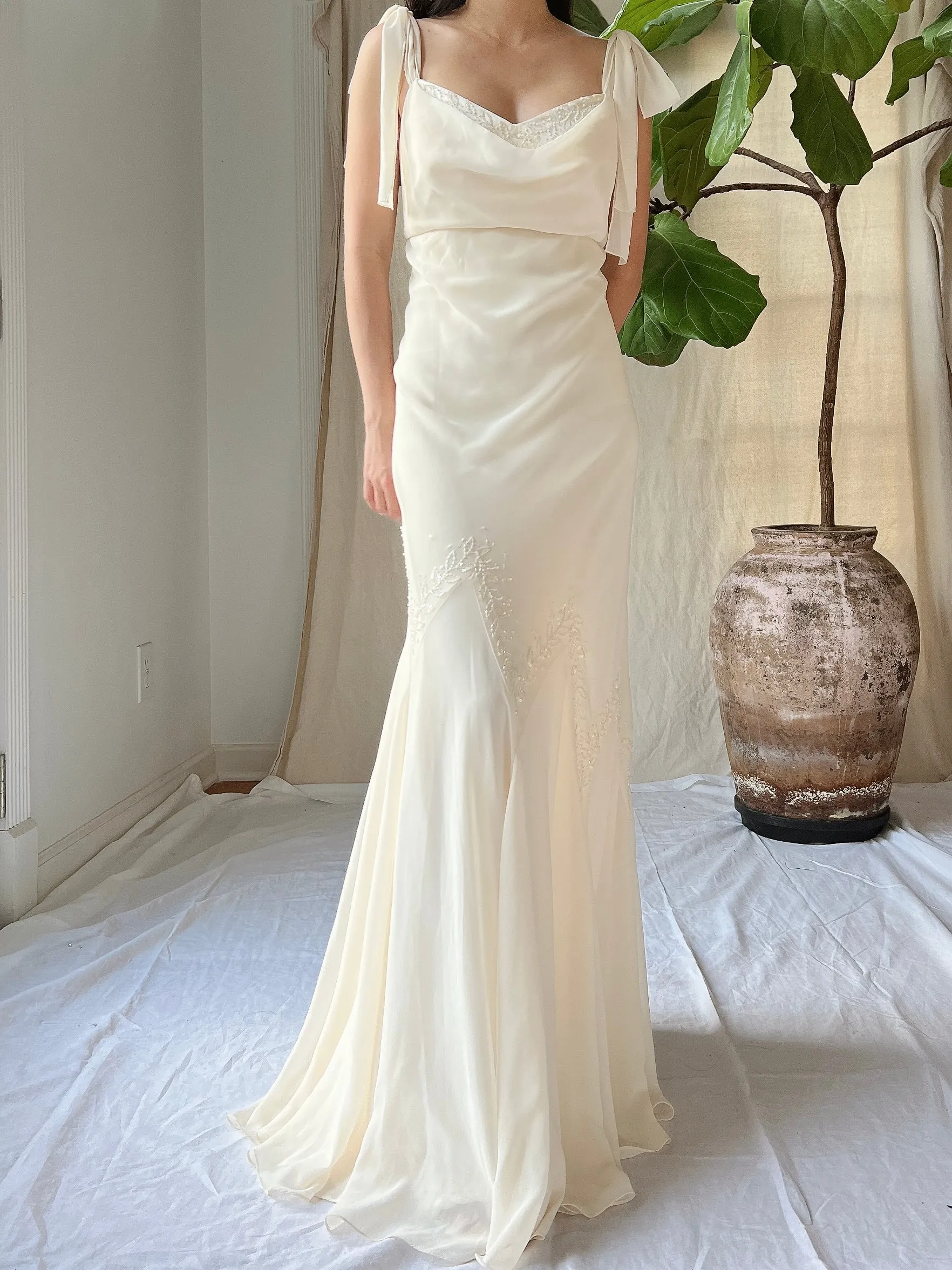 Vintage Chiffon Bias Cut Dress - S/M (4-6)