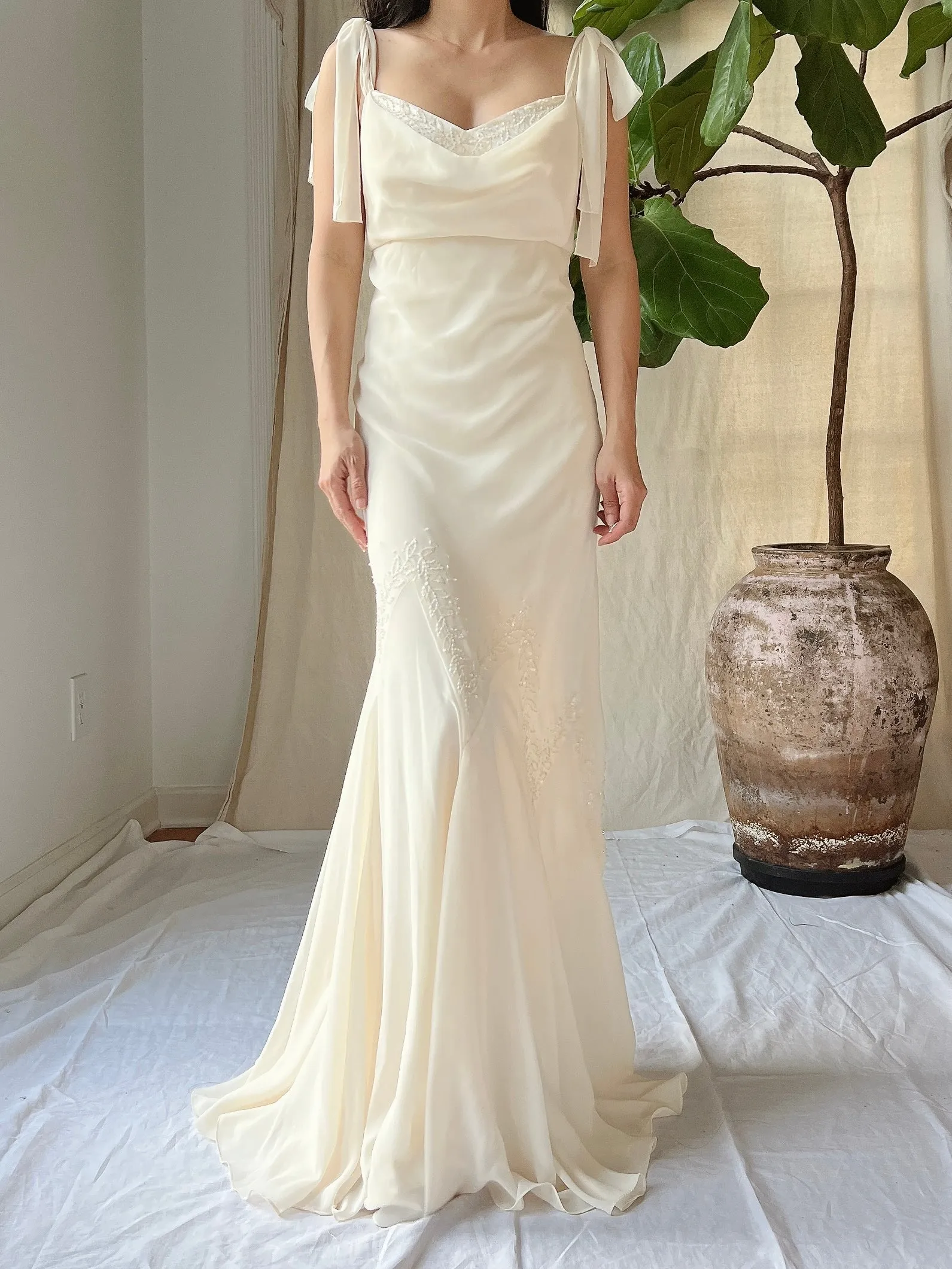 Vintage Chiffon Bias Cut Dress - S/M (4-6)