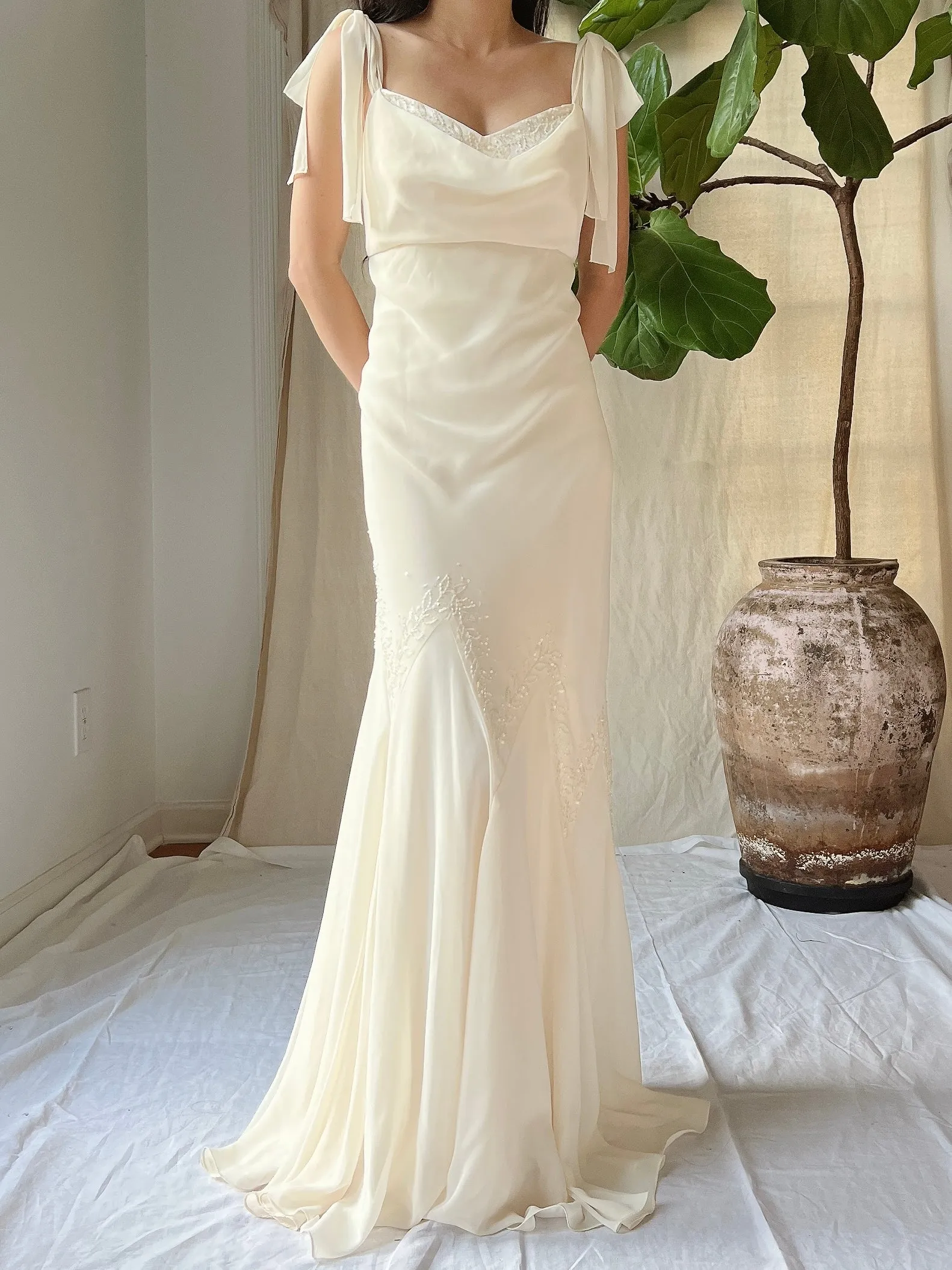 Vintage Chiffon Bias Cut Dress - S/M (4-6)