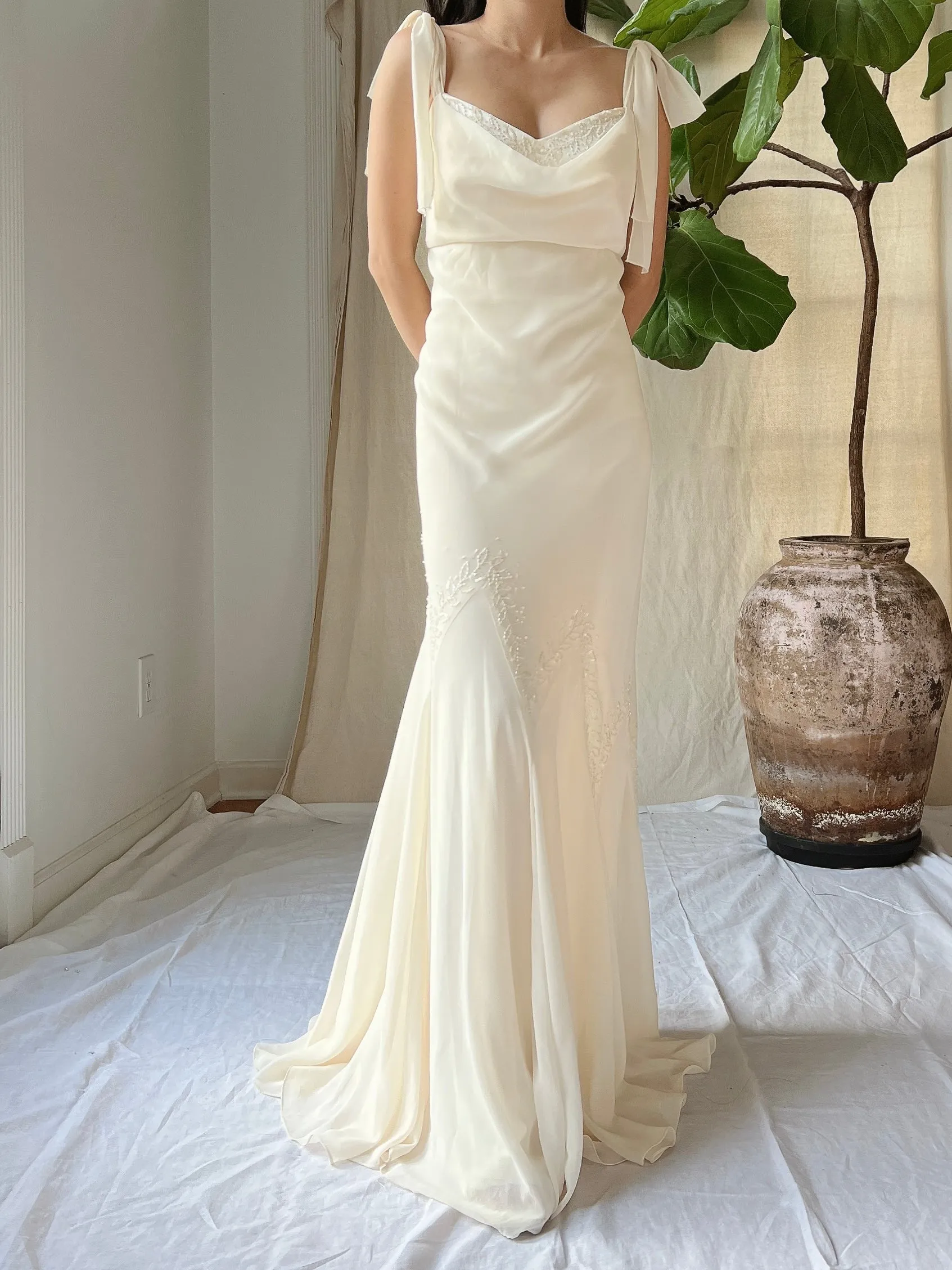 Vintage Chiffon Bias Cut Dress - S/M (4-6)