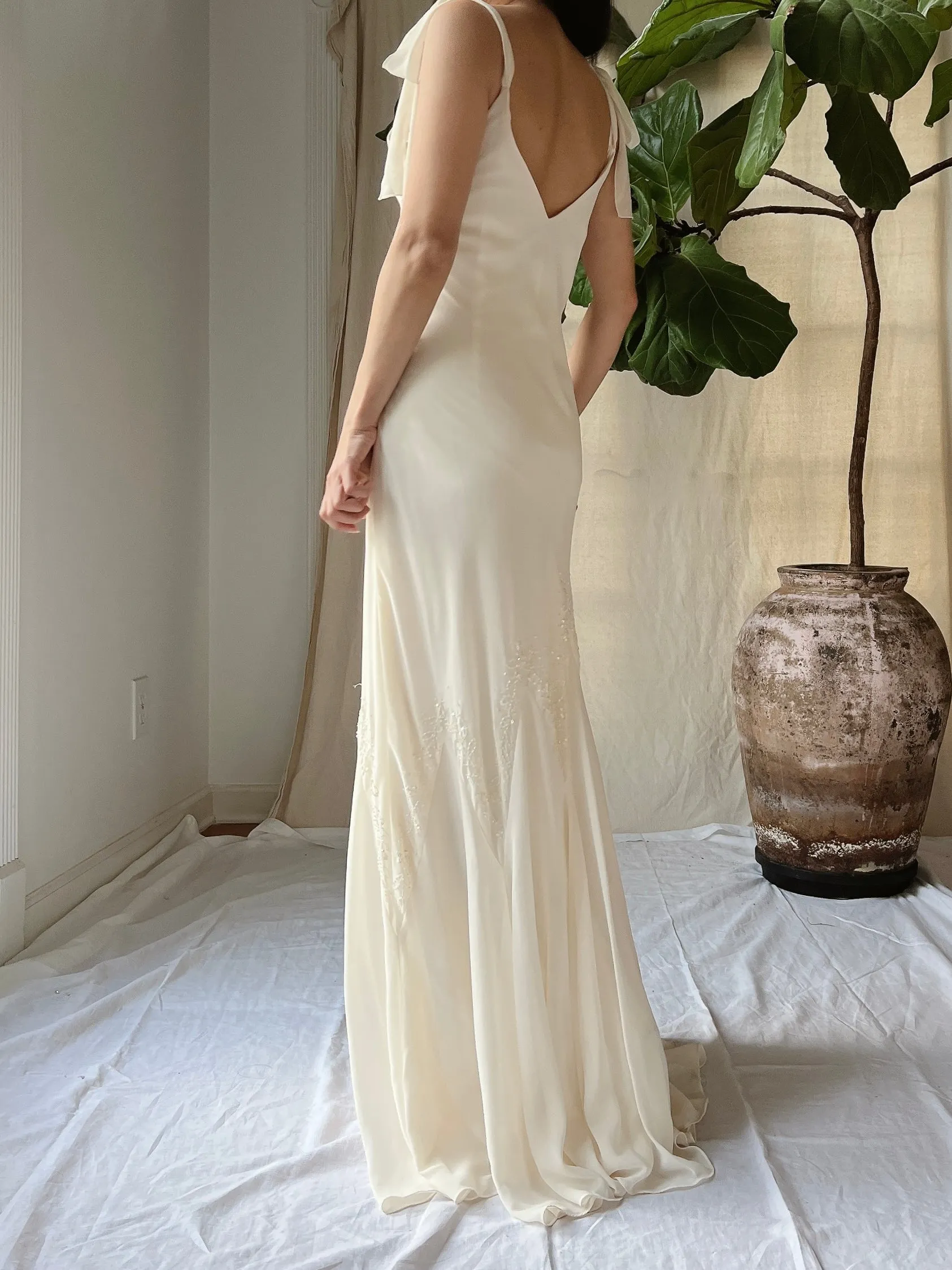 Vintage Chiffon Bias Cut Dress - S/M (4-6)