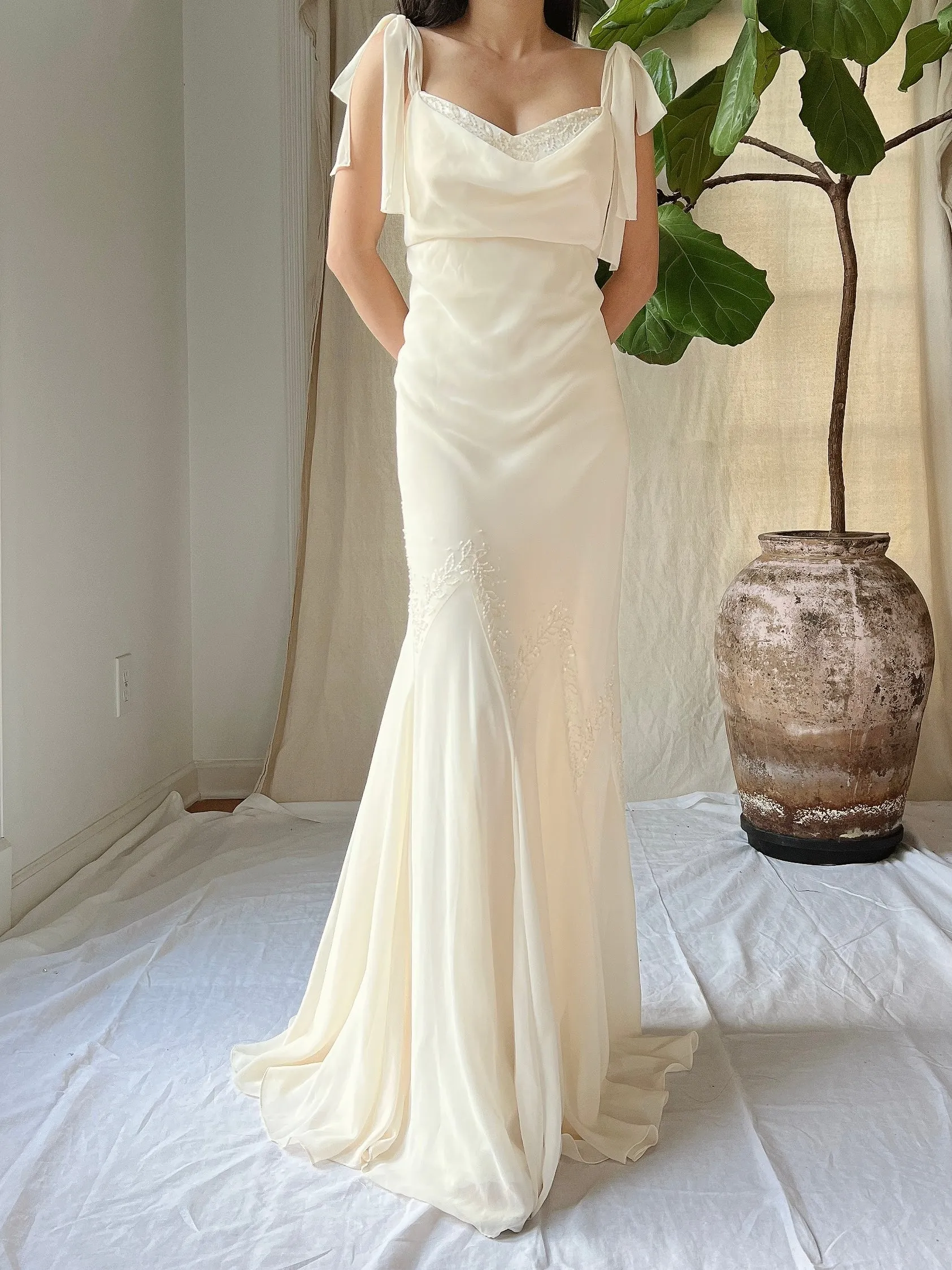 Vintage Chiffon Bias Cut Dress - S/M (4-6)
