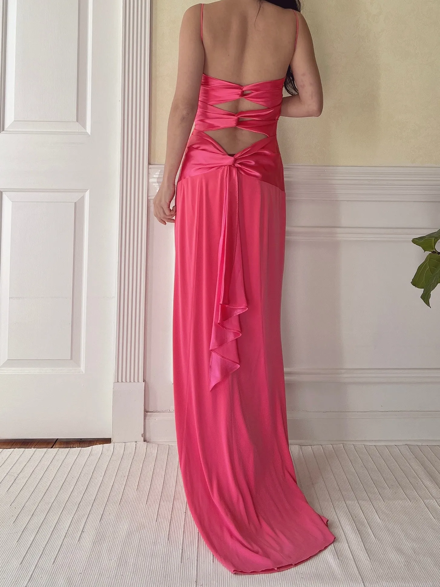 Vintage Hot Pink Jersey Dress - M