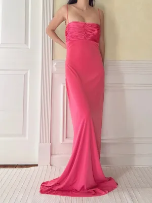 Vintage Hot Pink Jersey Dress - M
